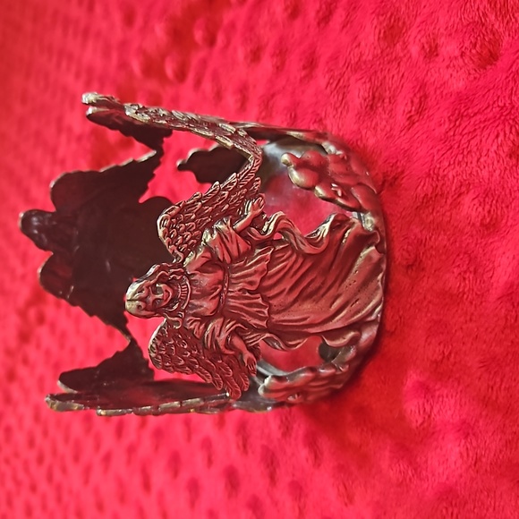 Vintage Pewter Circling Angels Clouds and Stars Candle Holder - Picture 4 of 5